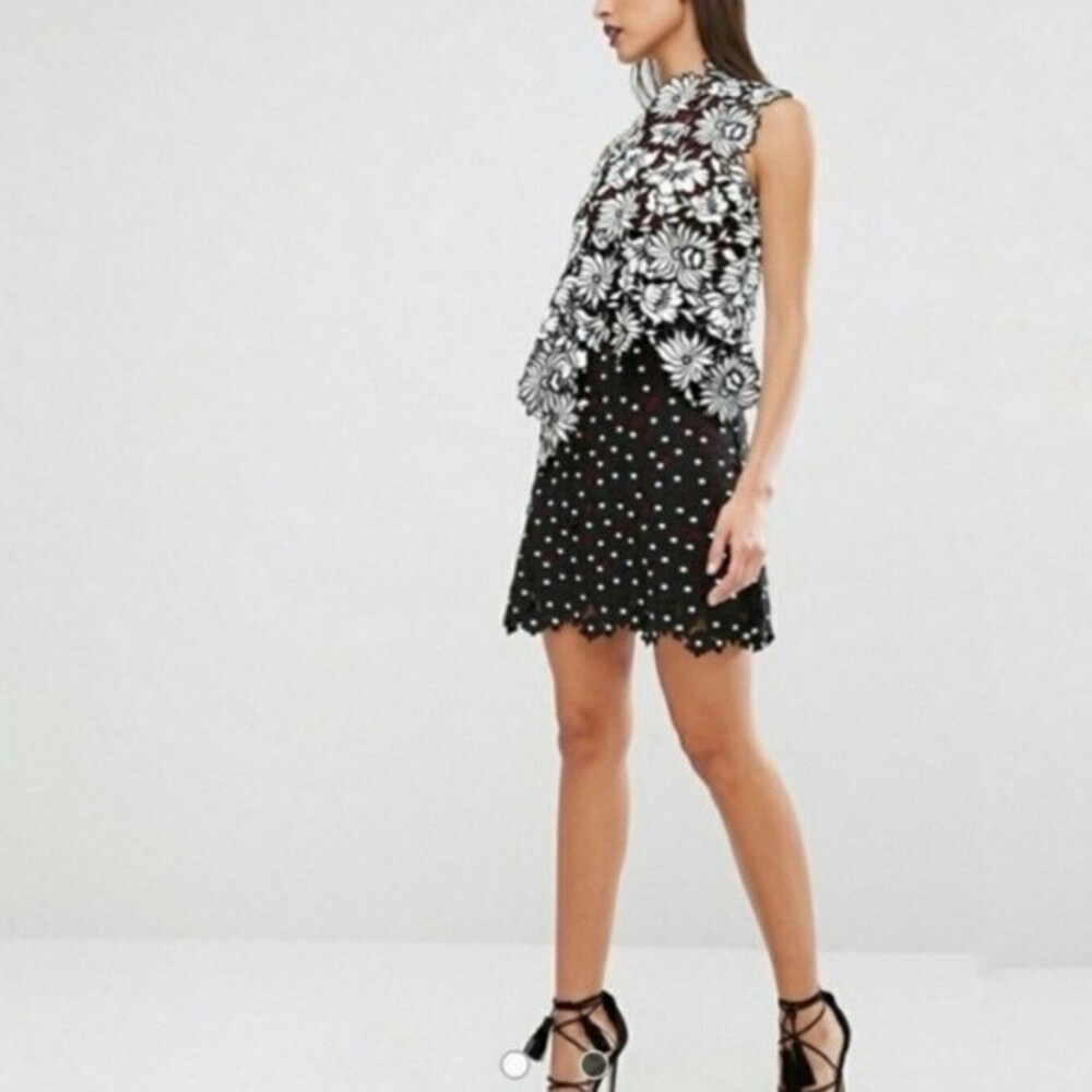 Self-Portrait Millie Layered Guipure Layered Lace Asymmetric Sleeveless Dress